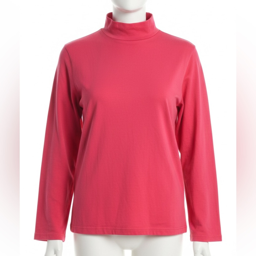 Vintage Talbots Barbiecore Pink Mock Neck Long Sleeve Shirt 2X Plus Coquette